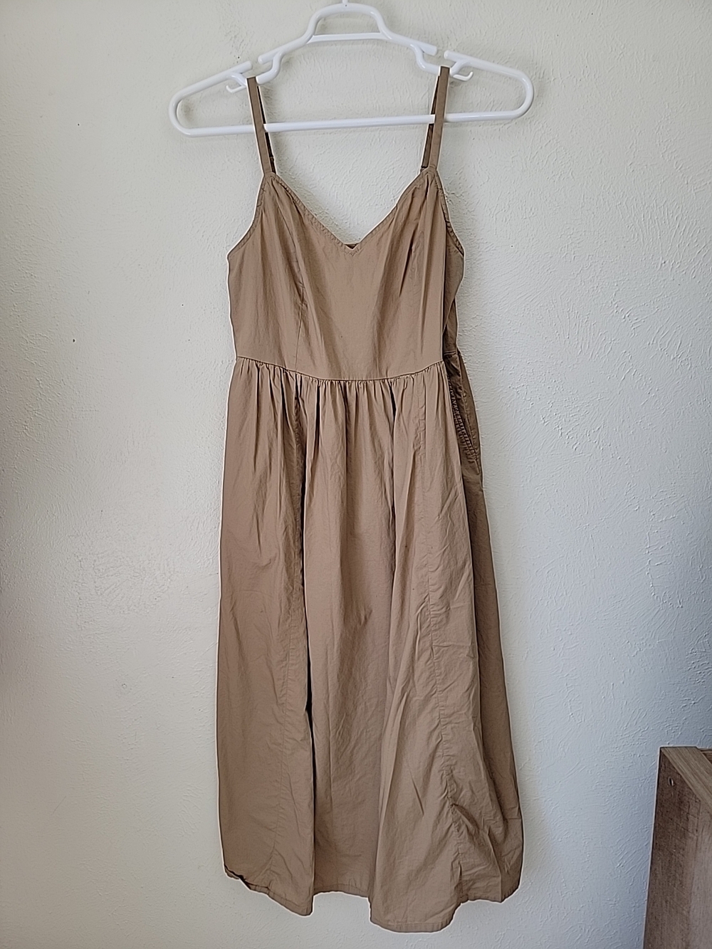 Old Navy Cotton Poplin Khaki Beige Sun Dress